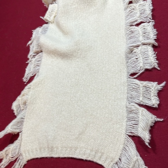 NEW HAWTHORNE cream CASHMERE long knit SCARF 73” long fringe sides LOOK CASHMERE - Picture 10 of 11